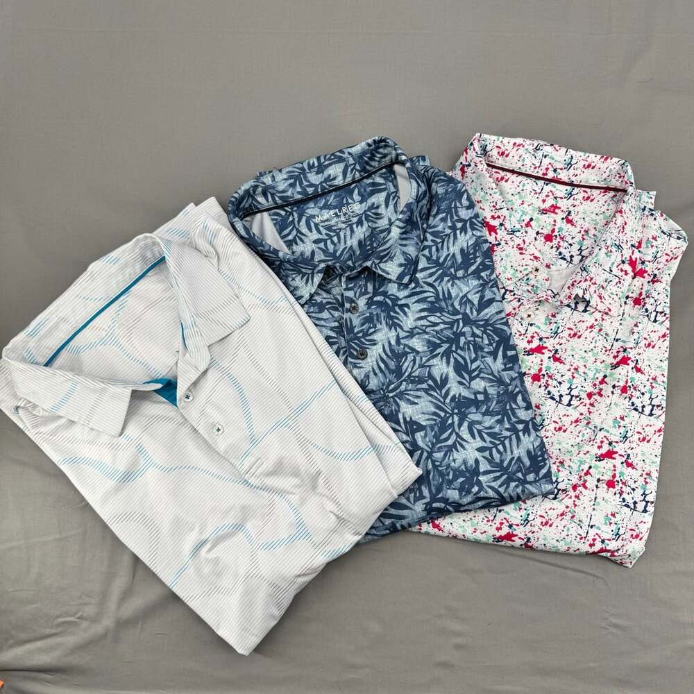 Maelreg Performance Polo Shirt Lot of 3 Size 3XL Golf Tropical Splatter
